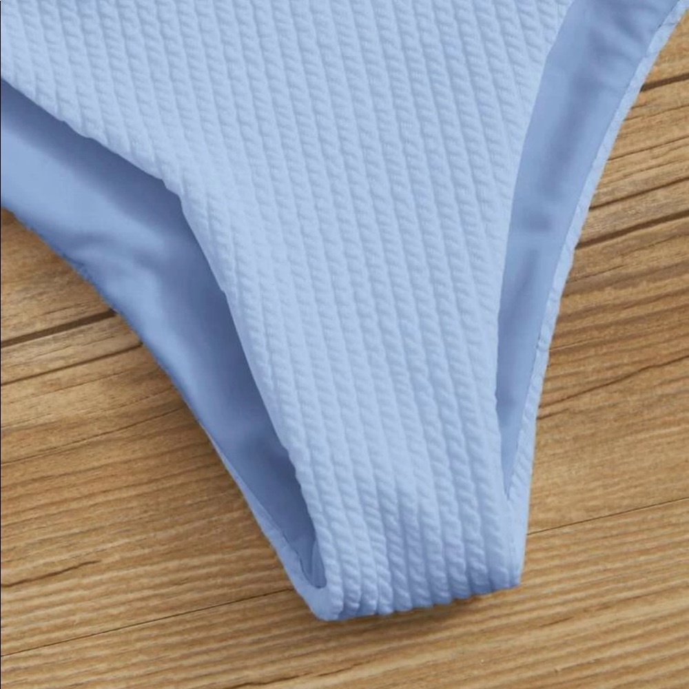 SHEIN Light Blue Ruffle Textured Bikini Set - Picture 3 of 5